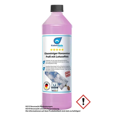 Produktbild von KaiserRein Glasreiniger Konzentrat mit Lotuseffekt 1L unser Profi Fenster-Reiniger I Fenstersauger geeignet I streifenfrei für Glas Fenster und Spiegel