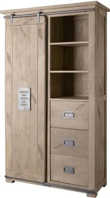 Image de MASSIVMOEBEL24 | Armoire 100x45 Manguier laqué blanchi RAILWAY #314