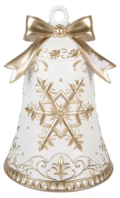 Obrázek produktu pro Clayre & Eef Vánoční dekorace – zvonek, Ø 18 × 26 cm, bílý, plast