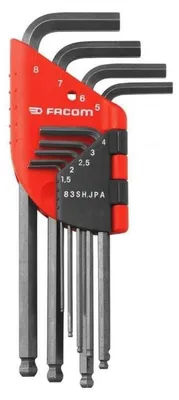 Image de Jeu de 9 clés mâles coudées longues FACOM 83SH.JPAAPF - 6 pans - 1,5 à 8 mm