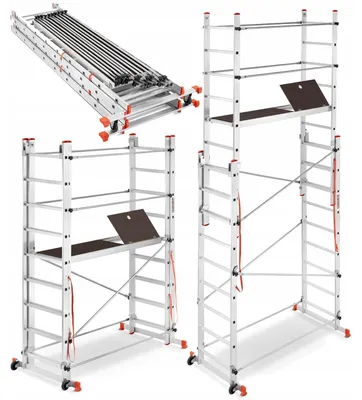 Zdjęcie produktu dla Rusztowanie aluminiowe wielofunkcyjne jezdne składane HIGHER Velly 2x9