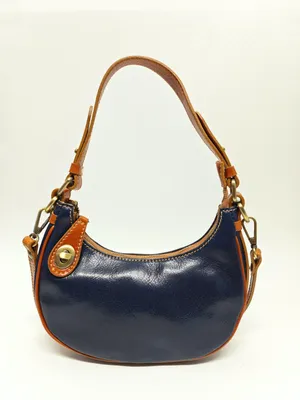 Produktbild von Damen-Schultertasche aus echtem Rindsleder mit Reißverschluss und abnehmbarem Riemen Camel-Tan UNICA 25x18x8 cm 5589-Cognac