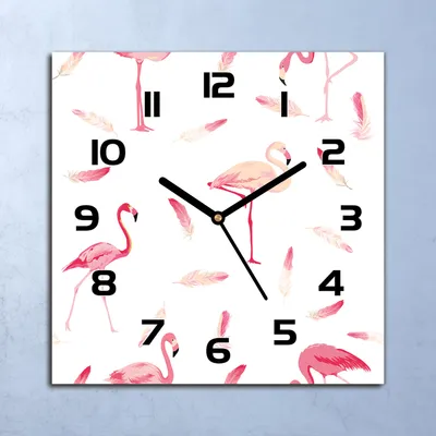 Produktbild von Wanduhr Echt-Glas-Küchenuhr  Flamingo Quarz Lautlos 30x30 Deko Bilder