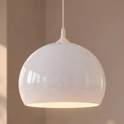 Produktbild von Lampenschirm MCW-M34 für Bogen- und Pendelleuchte, Ersatzschirm, Ø 40cm, Kunststoff weiß
