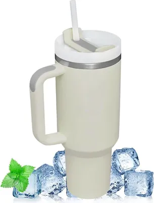 Produktbild von Thermobecher 40 oz mit Strohhalm und Griff für heiße und kalte Getränke
