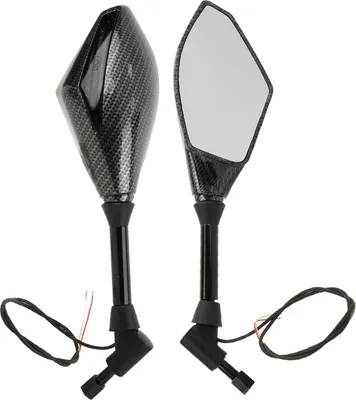 Image de Qiilu Moto Rétroviseur R��arrière, rétroviseur latéral à LED avec indicateur de direction des clignotants pour guidon de moto 10mm