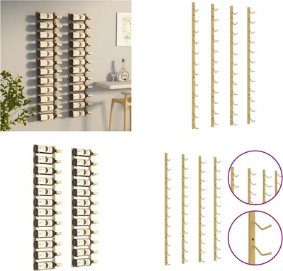 Produktbild von vidaXL Wand Weinregal für 12 Flaschen 2 Stk. Golden Eisen - Weinregal - Weinregale - Weinständer - Flaschenhalter