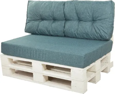 Produktbild von Palettenkissen Set 120x60 Sitz und 120x40 Blau Kissen |Kissen | palettenkissen set outdoor