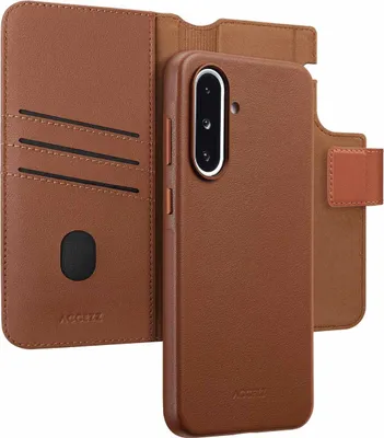 Zdjęcie produktu dla Accezz Leather Bookcase 2-w-1 z MagSafe dla Samsung Galaxy A36 / A56 - Kawowy brąz