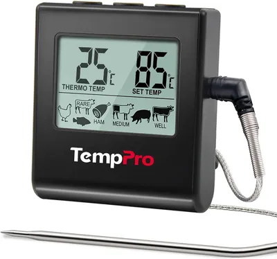 Produktbild von ThermoPro TP16B Digitales Grillthermometer mit Timer und Sonde schwarz