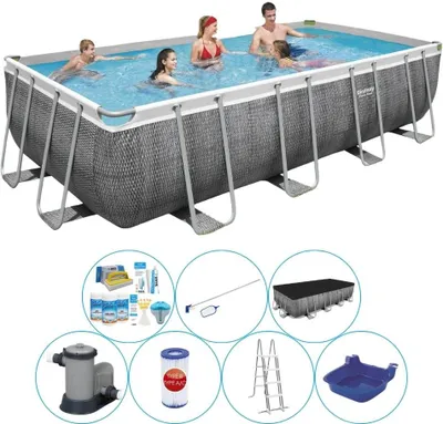 Zdjęcie produktu dla Basen Combi Deal - Bestway Power Steel 549x274x122 cm - Rechteckig - Rattan