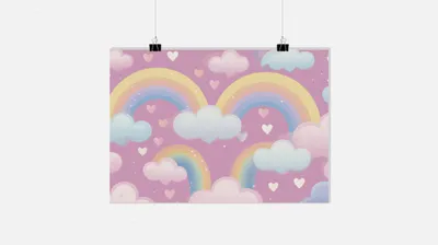 Produktbild von Regenbogen Poster - Herzchen Poster - Kinderzimmer Poster - 71x51cm - Perfekt zum Einrahmen