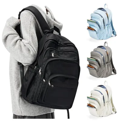 Immagine prodotto di Zaino da scuola nero con scomparti, idrorepellente, unisex, 17x35x48 cm