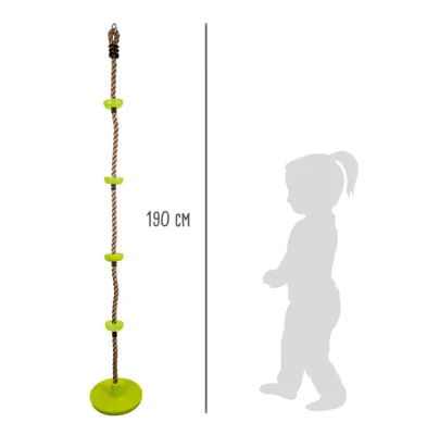 Produktbild von small foot, 2in1 Kletterseil & Schaukel, Grün, 190 cm Länge, 30 cm Durchmesser, Kunststoffseil in Naturseil-Optik, 4 Stufen, bis 100 kg, für Kinder ab 3 Jahren, Haus & Garten