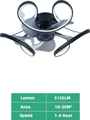 Image de Ventilateur de plafond, télécommande, lumière LED variable, noir