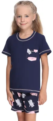 Produktbild von Merry Style Mädchen Jugend Schlafanzug MS10-292 (Marineblau/Teddybär, 116)