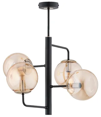 Obrázek produktu pro Závěsné svítidlo LAMUR v černé, jantarové a zlaté barvě, 4xE14x10W, sklo, rozměry: 55x52x52 cm, IP20, Alfa