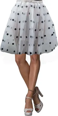 Produktbild von Tüllrock weiß schwarz Punkte Petticoat Karneval Tüll Rock Kostüm Rockabilly