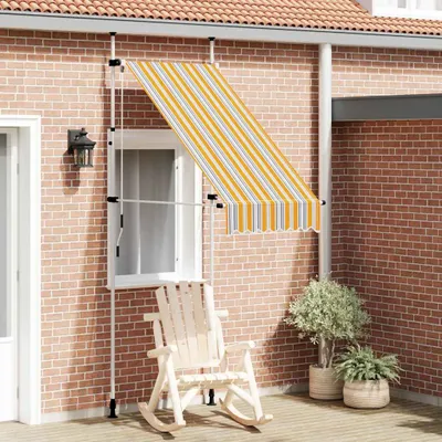 Image de vidaXL Store rétractable manuel 100 cm jaune bleu rayé