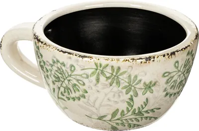 Produktbild von Dekorative Keramik-Pflanztasse mit floralem Muster für vielseitige Deko-Ideen