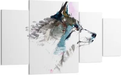 Produktbild von Bild auf Leinwand - Leinwandbild - Hund Illustration Fantasie - 160x90cm - Wand Bild - Wanddeko - Leinwanddruck - Bilder - Kunstdruck - Wanddekoration - Leinwand bilder - Wandkunst - DL160x90-3100