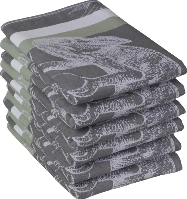 Produktbild von DoubleDry Geschirrtücher Baumwolle - 6-teilig - 50x70cm -   - Hochwertige Geschirrhandtücher - Jungle, Grau