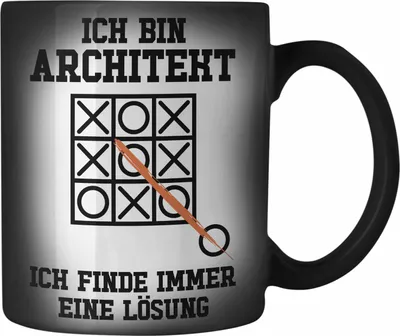 Produktbild von Trendation - Architekt Geschenk Farbwechsel Zauber-Tasse Lustig Karabiner Farbwechsel Zauber-Tasse Edelstahl mit Spruch Architektur Architekten Geschenkidee Männer (Schwarz)