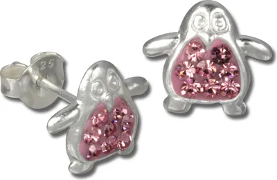 Produktbild von Teenie-Weenie Ohrstecker für Kinder 925 Silber rosa Pinguin Ohrringe SDO8004A