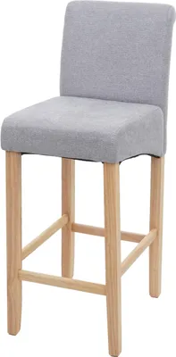 Produktbild von Barhocker HWC-C33, Barstuhl Tresenhocker, Holz MVG-  hellgrau, helle Beine, Stoff/Textil