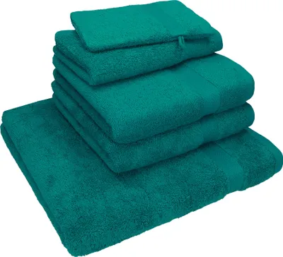 Produktbild von Betz 5-tlg. Handtuch - Set NICE Pack 100% Baumwolle 1 Duschtuch 2 Handtücher 1 Gästetuch 1 Waschhandschuh Farbe - smaragdgrün