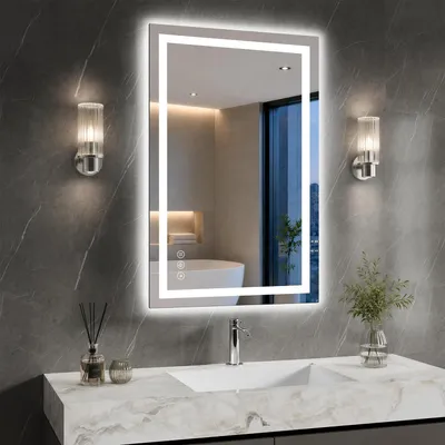 Immagine prodotto di Specchio da bagno illuminato, 50x80 cm, antiappannamento, grado di protezione IP65, dimmerabile, 3 tonalità di luce