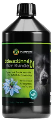 Produktbild von Kräuterland Schwarzkümmelöl für Hunde 1000ml (1Liter) Kaltgepresst & nativ