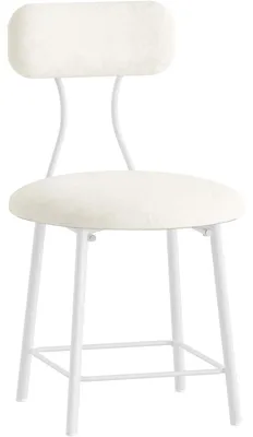 Image de Tabouret de maquillage - Chaise de coiffeuse / tabouret - Pieds en métal - Style moderne et minimaliste - Pour la chambre à coucher et le salon - Blanc
