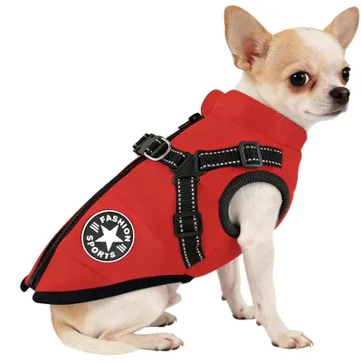Immagine prodotto di Cappotto impermeabile per cani, colore rosso, taglia M