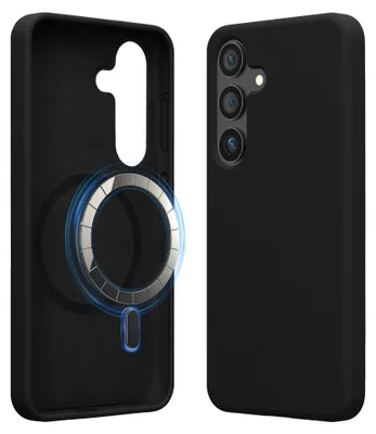 Produktbild von kwmobile Hülle kompatibel mit Samsung Galaxy S25 Hülle - magnetisches Silikon Case kompatibel mit MagSafe - Cover gummiert Schwarz