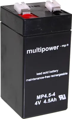 Immagine prodotto di Multipower MP4,5-4, batteria al piombo AGM da 4V e 4,5Ah – terminale F4,8 mm