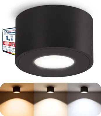 Produktbild von SSC-LUXon CELI-1 LED Aufbauspot IP44 schwarz - dimmbar & 3CCT Lichtfarben - Badezimmer Deckenleuchte 230V 6 Watt