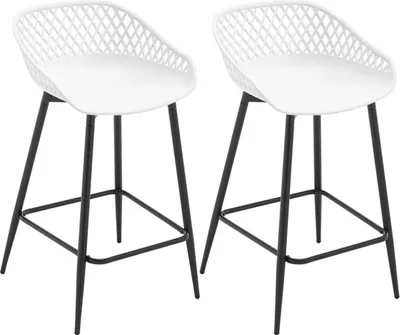 Produktbild von WOLTU Barhocker, mit hohler Rückenlehne, Fußstütze, Metallbeinen, aus PP-Kunststoff, Weiß