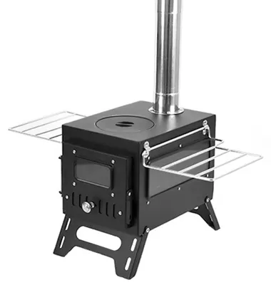 Produktbild von Holzofen fš¹r Camping im Freien, Brennholzofen, Edelstahl, faltbarer Heizer mit Zeltfeuer, Fenster, Terrassenkamin, Kochen am Lagerfeuer, ideal fš¹r Picknicks