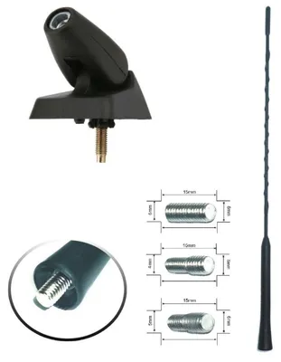 Imagen del producto de Antena para radio FM/AM, de 41 cm de longitud, con 3 adaptadores y base de montaje para Peugeot 106, 206, 206+, 306, 405, 406, 806, Expert P