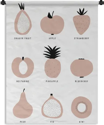 Produktbild von MuchoWow® Wandteppich Wandbehang Obst - Pastell - Design 150x200 cm Tapisserie Dekoration Wandtuch - Wandaufhängung - Moderner