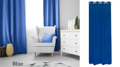 Obrázok produktu pre Tepelná záclona nepriehľadná Oeko-Tex Eyelet Scarf Blue 140x175 cm Okenná záclona Blackout