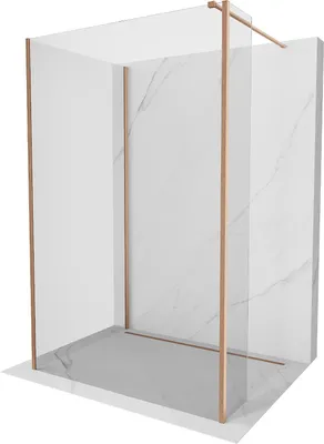 Image de Mexen Kioto Cabine de douche à l'italienne 140 x 120 x 40 cm, transparent, cuivre brossé - 800-140-120-221-65-00-040