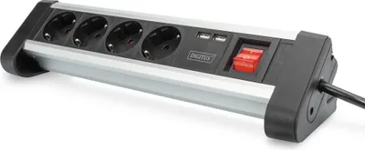Zdjęcie produktu dla DIGITUS Tischleiste 4fach,2x USB,Schalter Alu 1.5m Feststell