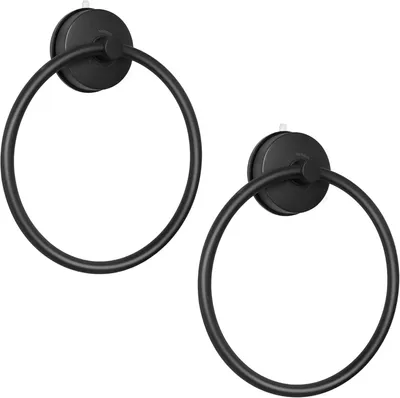Produktbild von Selbstklebender Handtuchhalter aus Edelstahl - Matt Schwarz - Set von 2 Stück
