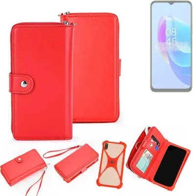 Produktbild von K-S-Trade 2in1 Schutzhülle Portemonnee Handyhülle mit Bumper kompatibel mit Tecno Spark 9 Pro Hülle Case Etui Geldbörse Smartphone rot (1x)