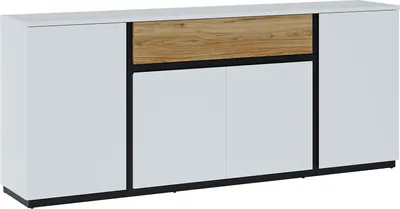 Produktbild von Sideboard Novena Kommode 208x40x87cm weiß schwarz Catania Eiche