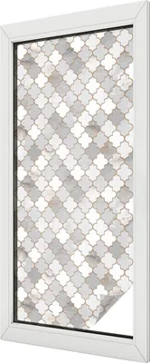 Obrázok produktu pre Vitrážová fólia na okno - 116x50 cm - vitrážový vzor - nepriehľadná dekoratívna fólia na ochranu súkromia - samolepiaca, UV ochrana - geometrická mozaika