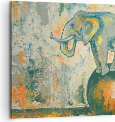 Produktbild von Bild auf Leinwand - Leinwandbild - Elefant Abstraktion - 60x60cm - Wand Bild - Wanddeko - Wandbilder - Leinwanddruck - Bilder - Kunstdruck - Wanddekoration - Leinwand bilder - Wandkunst - AC60x60-3566