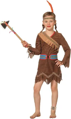 Produktbild von L3102430-140 braun-türkis Kinder Krieger Kostüm Kleid Gr.140